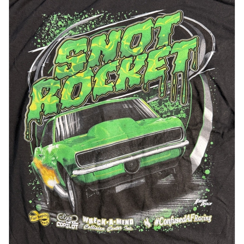 Snot Rocket Race Car Black Green Graphic T Shirt XL EUC Racing - Picture 3 of 6